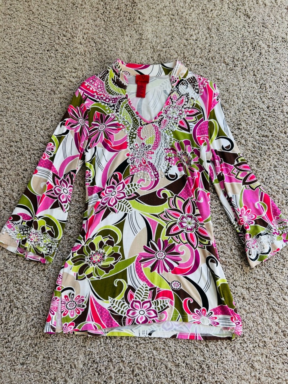 Christina Bright Pink & Cream Floral Top